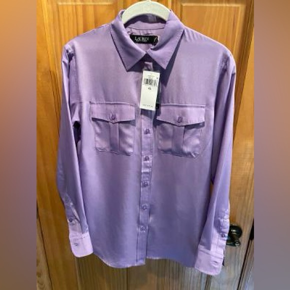 Lauren Ralph Lauren Tops - Lauren Ralph Lauren Silk Like Button Down Shirt - Wisteria Purple
